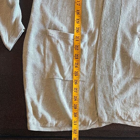 J.Jill Women's Light Green Open Front Long Line Cardigan size Medium Petite - Picture 8 of 8